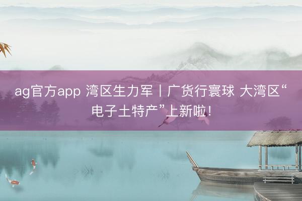 ag官方app 灣區(qū)生力軍丨廣貨行寰球 大灣區(qū)“電子土特產(chǎn)”上新啦！