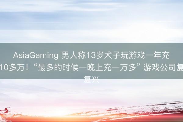 AsiaGaming 男人稱13歲犬子玩游戲一年充值10多萬!“最多的時候一晚上充一萬多” 游戲公司復興